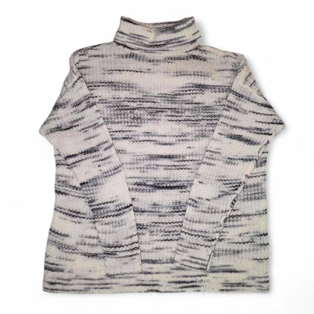 Torrid Space Dye Turtleneck Sweater Ivory Grey Black Knit 1X 14/16